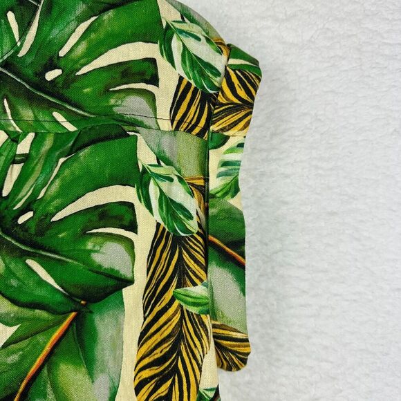 Rachel Roy Linen Blend Popover Top Womens XS Tropical Oversized Boxy Resort NWT - Picture 7 of 9